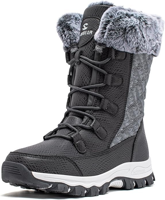 Winter Snow Boots Waterproof Lightweight Warm Faux Fur Lined Mid-Calf Booties