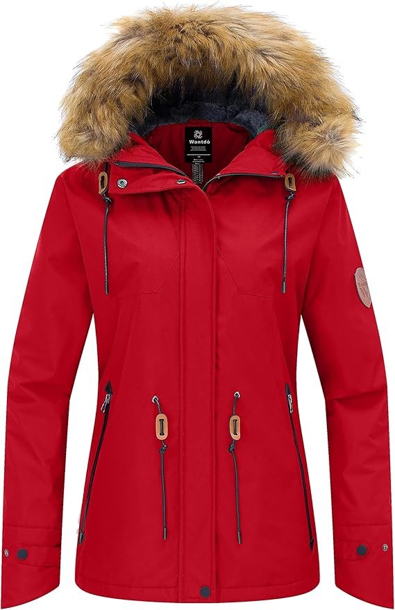 wantdo Women's Waterproof Ski Jacket Hooded Winter Snow Coat Mountain