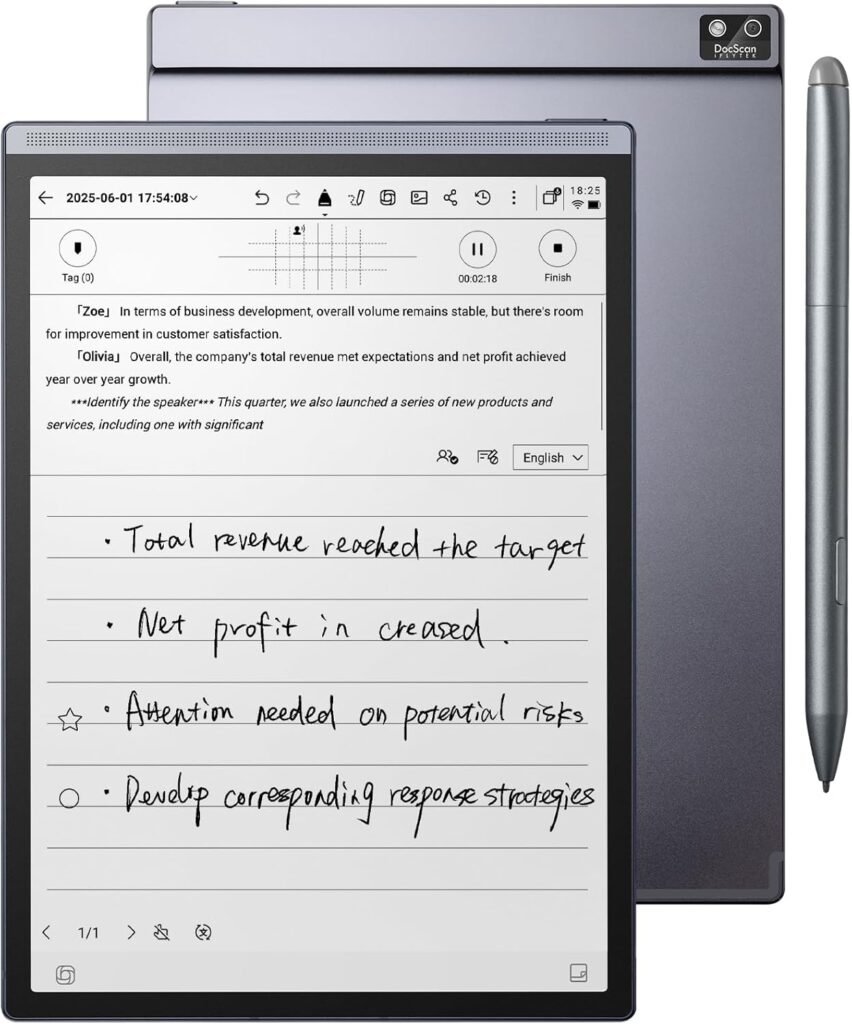 AINOTE Air 2, 8.2 AI E Ink Tablet, Smart Paper Note-Taking Tablet with Stylus & Adjustable Light, ChatGPT-Powered Multi-Language Transcription, smart tools productivity