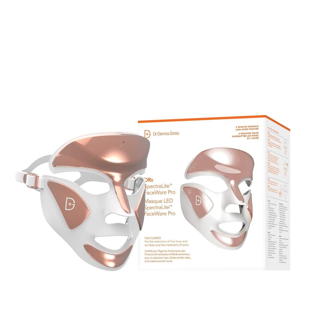 Dr. Dennis Gross DRx SpectraLite FaceWare Pro – LED Face Mask for Anti-Aging, Acne Treatment, and Skin Rejuvenation with Dual Red & Blue Light Therapy Beauty